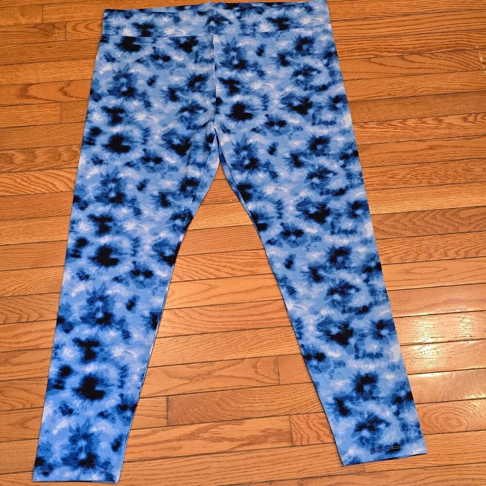 LOGO by Lori Goldstein Tie Dye Knit Leggings-Bule Size 2 XL